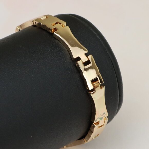 "Glossy Rose Gold Bracelet with Modern Curved Link Design, XPBL0876 - Picture 1 of 13